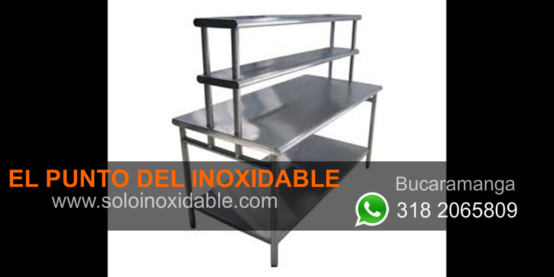 imagen de mesa para trabajo en acero inoxidable con repisa Arauca