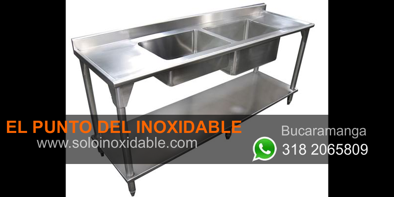 imagen de mesa para trabajo de acero inoxidable doble poceta bogota