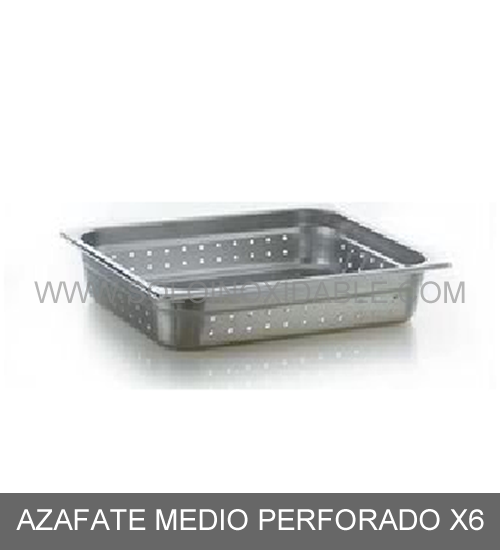 azafate medio perforado x6 de acero inoxidable