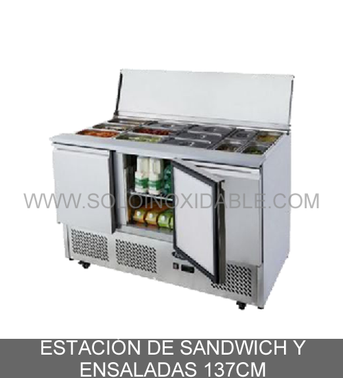 estacion de sandwich y ensaladas de 137cm de acero inoxidable