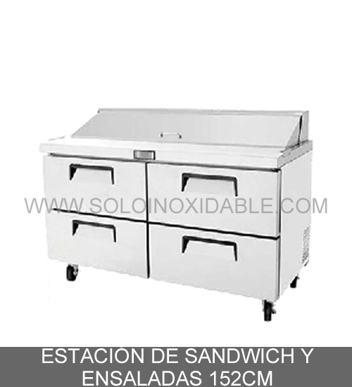 estacion de sandwich y ensaladas de 152cm de acero inoxidable