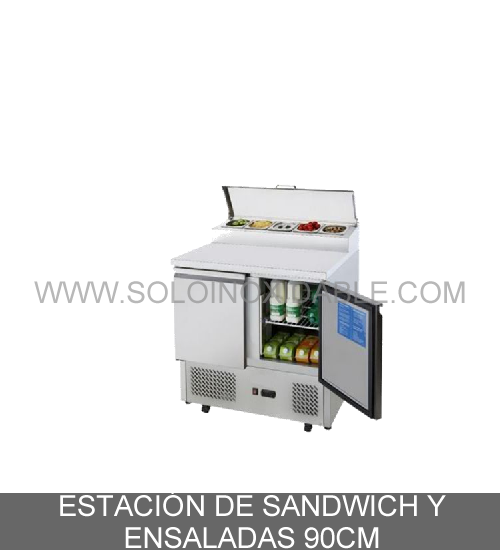 estacion de sandwich y ensaladas de 90cm de acero inoxidable