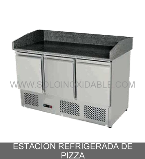 estacion refrigerada de pizza de acero inoxidable