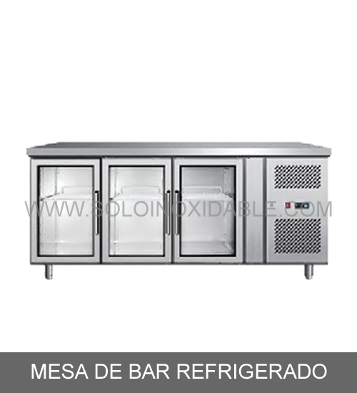 mesa de bar refrigerado de acero inoxidable