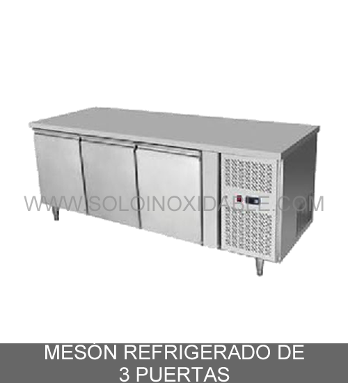 meson refrigerador de tres puerta de acero inoxidable