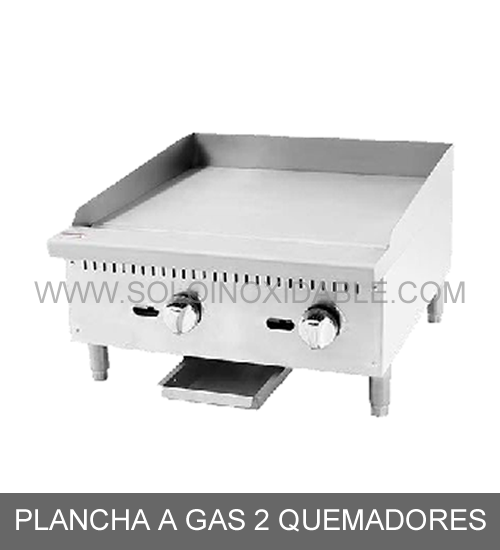 plancha a gas 2 quemadores de acero inoxidable