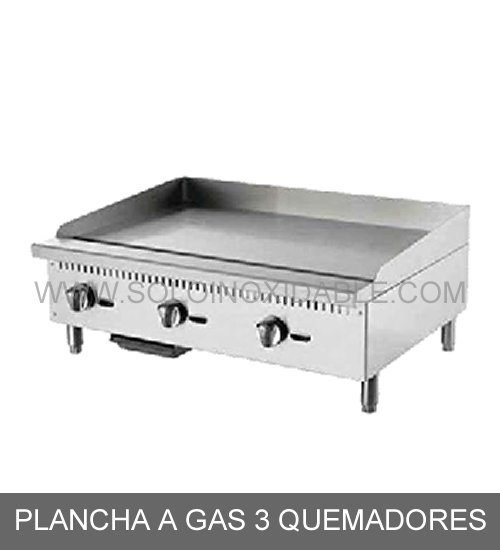 plancha a gas 3 quemadores de acero inoxidable