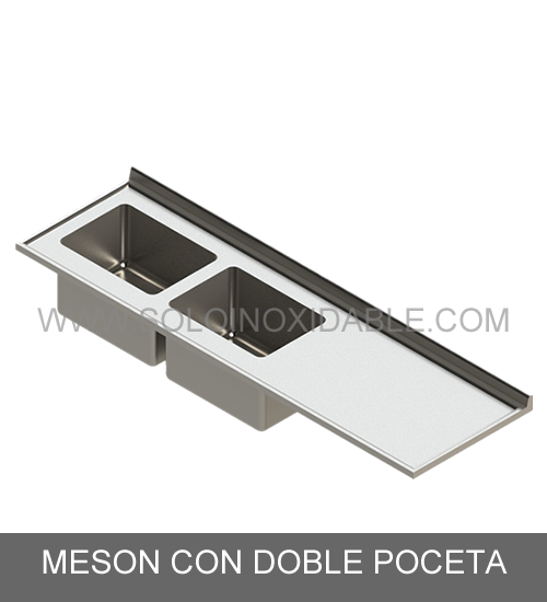 meson con doble poceta de acero inoxidable