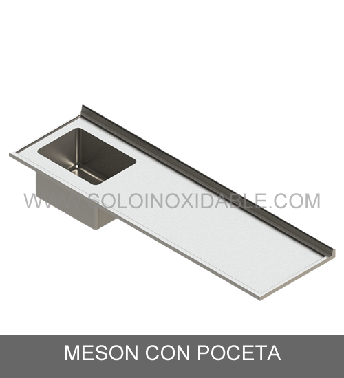 meson con poceta de acero inoxidable