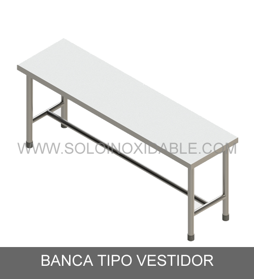 banca tipo vestidor de acero inoxidable