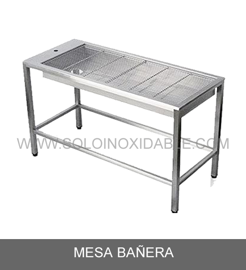 mesa bañera de acero inoxidable