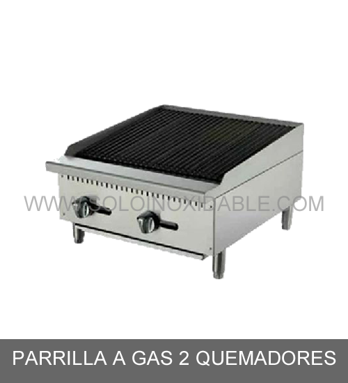 parrilla a gas de dos quemadores de acero inoxidable