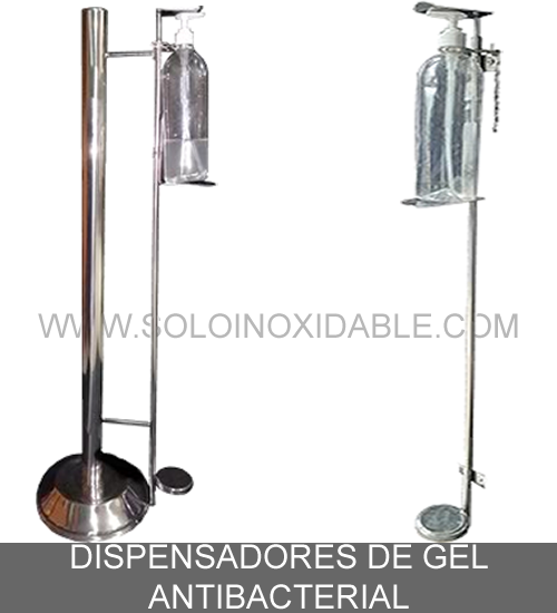 dispensadores de gel antibacterial de acero inoxidable